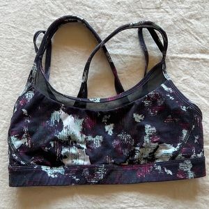 lululemon athletica Navy blue, White & Purple Printed Strappy Sports Bra